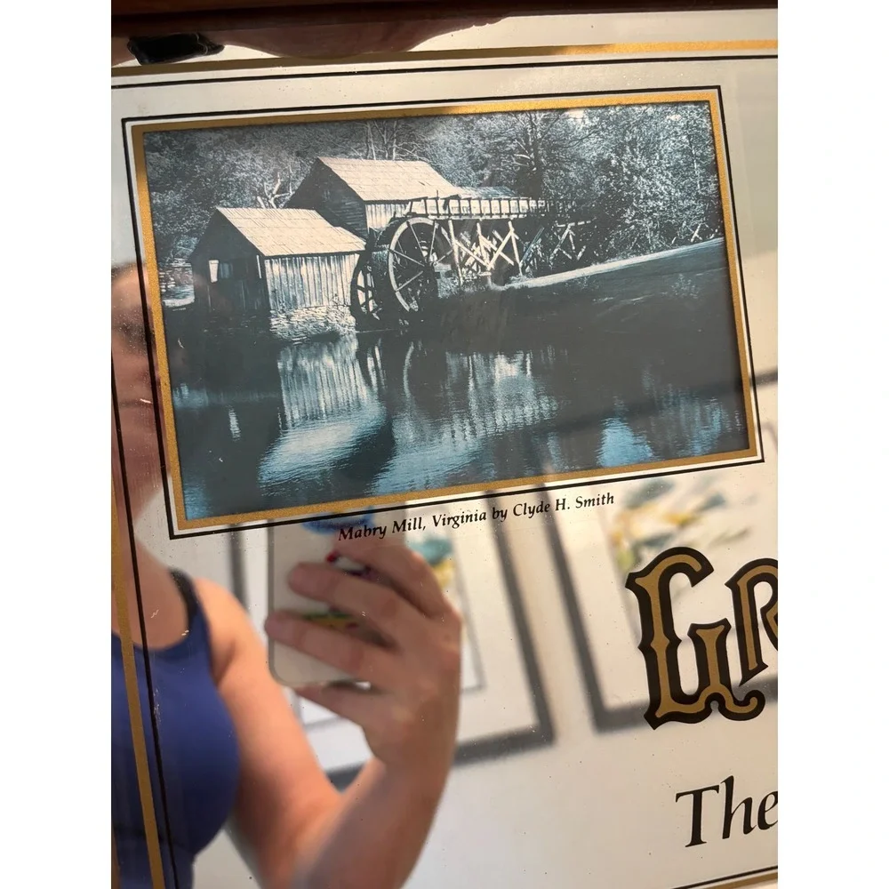 Vintage Old Grand-Dad Bourbon Bar Mirror Spirit of America Wood Frame Rare